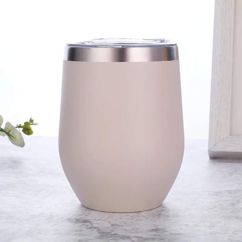 Gobelet isotherme à double paroi en acier inoxydable de 360 ml pour le vin et le café, idéal pour le bureau et la maison.