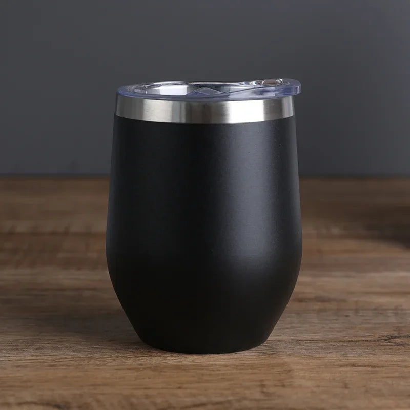 Gobelet isotherme à double paroi en acier inoxydable de 360 ml pour le vin et le café, idéal pour le bureau et la maison.