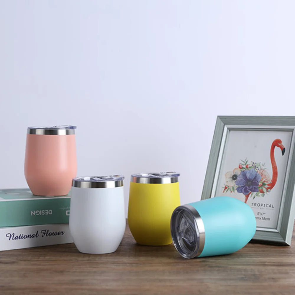 Gobelet isotherme à double paroi en acier inoxydable de 360 ml pour le vin et le café, idéal pour le bureau et la maison.