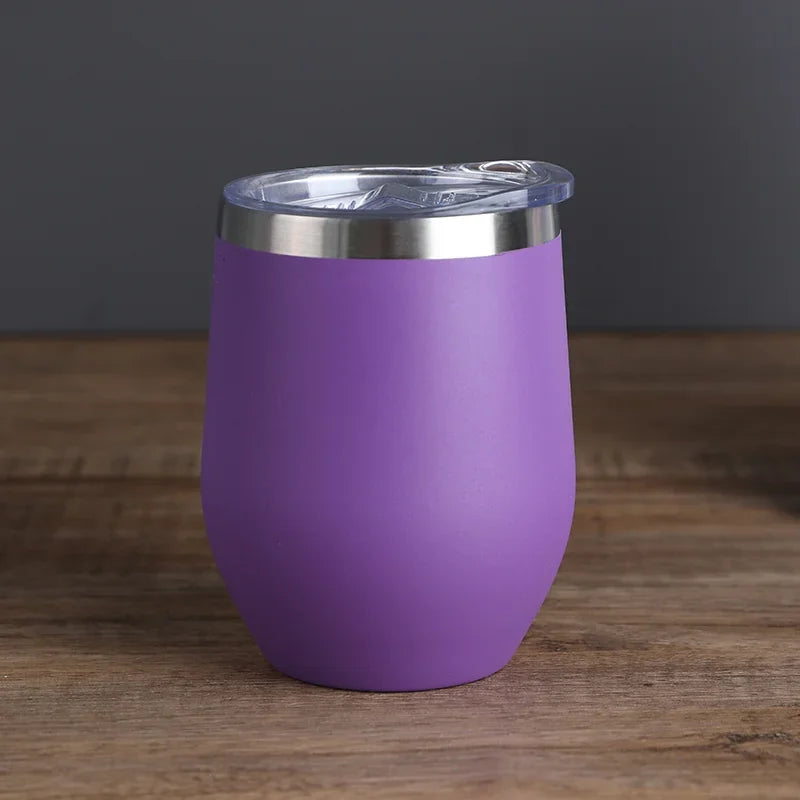 Gobelet isotherme à double paroi en acier inoxydable de 360 ​​ml pour le vin et le café, idéal pour le bureau et la maison.