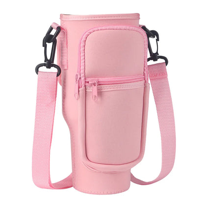 40Oz Neoprene Water Bottle Carrier Bag for Stanley Quencher Cup Sleeve with Adjustable Shoulder Strap Water Bottle Holder Pouch