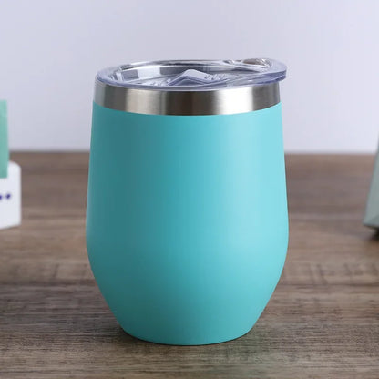 Gobelet isotherme à double paroi en acier inoxydable de 360 ​​ml pour le vin et le café, idéal pour le bureau et la maison.