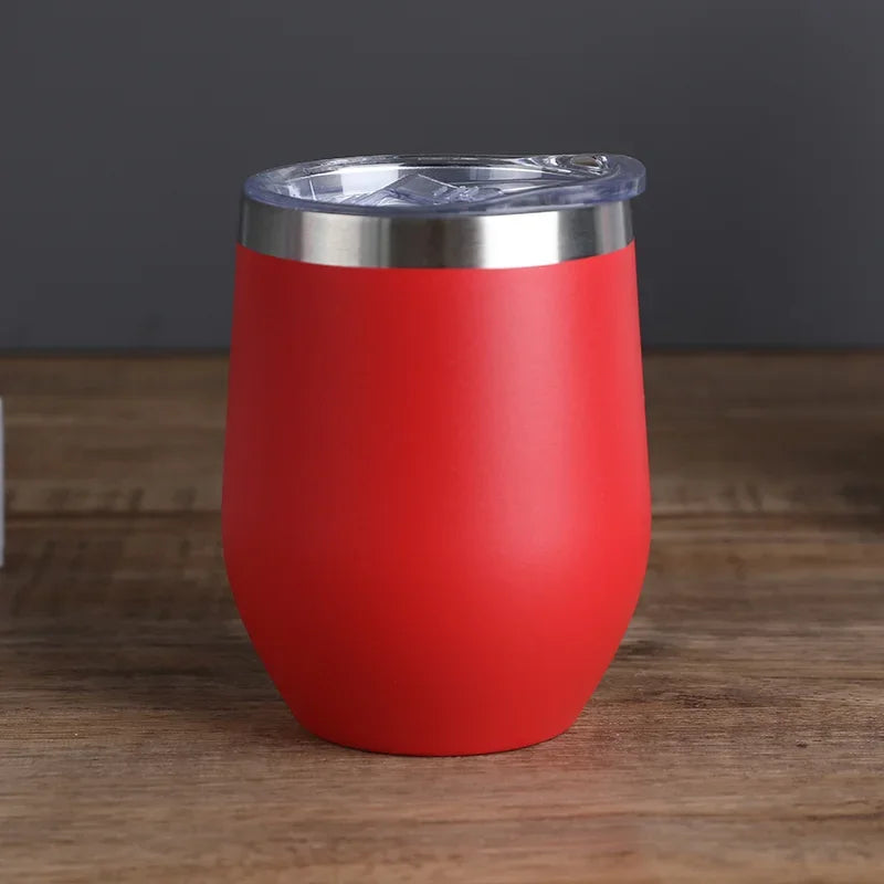 Gobelet isotherme à double paroi en acier inoxydable de 360 ​​ml pour le vin et le café, idéal pour le bureau et la maison.