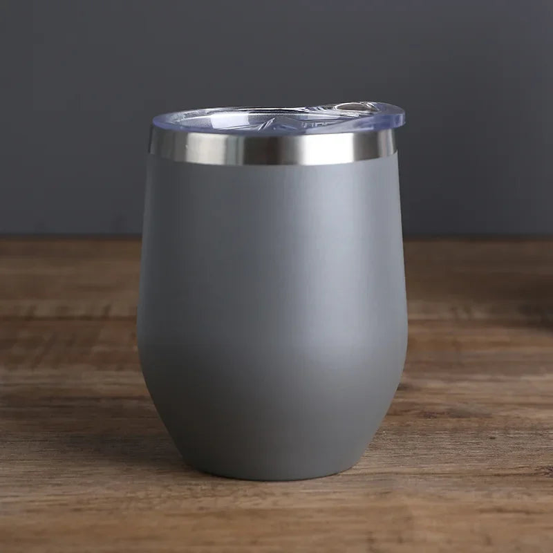 Gobelet isotherme à double paroi en acier inoxydable de 360 ​​ml pour le vin et le café, idéal pour le bureau et la maison.