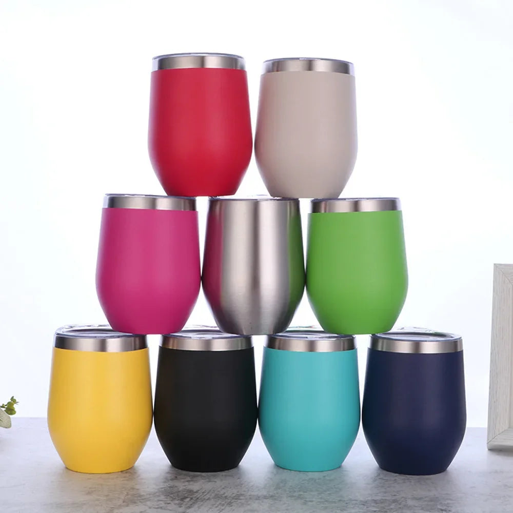 Gobelet isotherme à double paroi en acier inoxydable de 360 ​​ml pour le vin et le café, idéal pour le bureau et la maison.