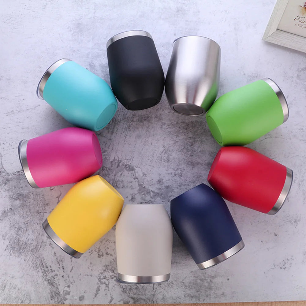 Gobelet isotherme à double paroi en acier inoxydable de 360 ​​ml pour le vin et le café, idéal pour le bureau et la maison.