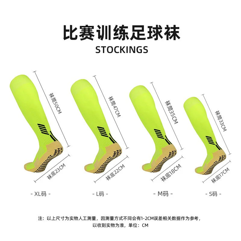 Chaussettes de football antidérapantes à tube long, chaussettes de football respirantes à fond éponge pour adultes, jeunes et enfants, chaussettes de sport 