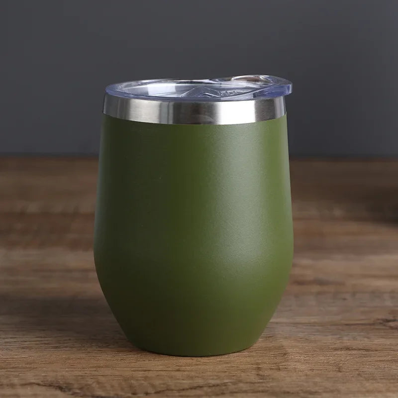 Gobelet isotherme à double paroi en acier inoxydable de 360 ​​ml pour le vin et le café, idéal pour le bureau et la maison.