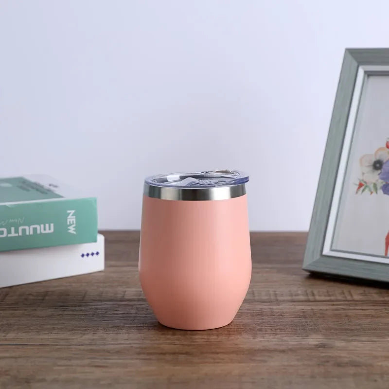 Gobelet isotherme à double paroi en acier inoxydable de 360 ​​ml pour le vin et le café, idéal pour le bureau et la maison.