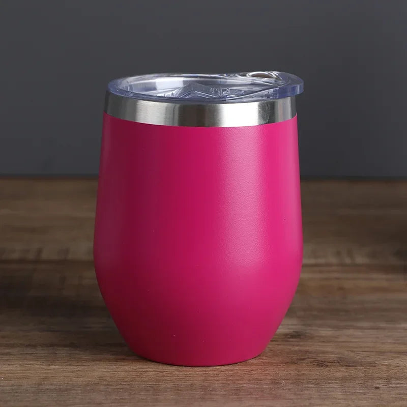 Gobelet isotherme à double paroi en acier inoxydable de 360 ​​ml pour le vin et le café, idéal pour le bureau et la maison.