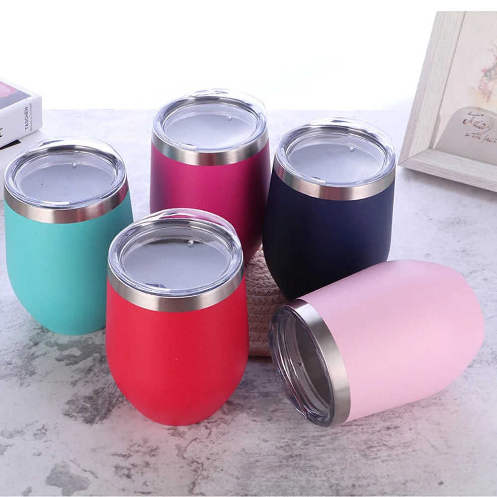 Gobelet isotherme à double paroi en acier inoxydable de 360 ​​ml pour le vin et le café, idéal pour le bureau et la maison.