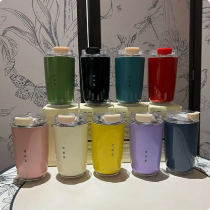 High Appearance Level Thermos Cup Girls Accompany Hot and Cold Juice Cup Stainless Steel Niche Coffee Cup