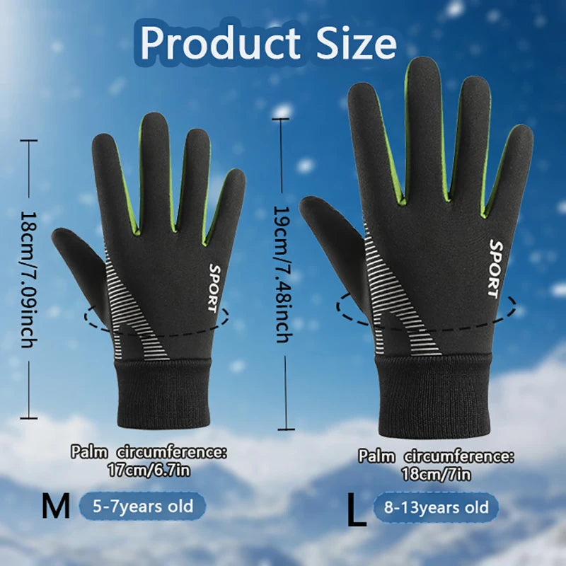 YANBIGUO Kids Winter Gloves - Thermal, Water-Resistant Full Finger Gloves for Boys and Girls Perfect for Running, Cycling, and Football in Cold Weather