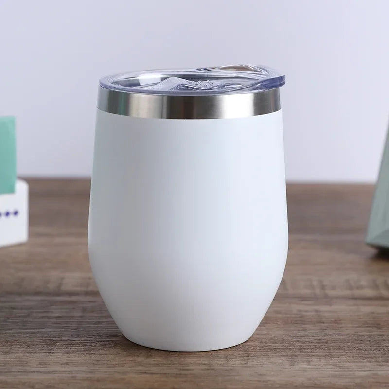 Gobelet isotherme à double paroi en acier inoxydable de 360 ​​ml pour le vin et le café, idéal pour le bureau et la maison.