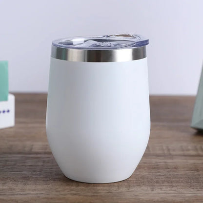 Gobelet isotherme à double paroi en acier inoxydable de 360 ​​ml pour le vin et le café, idéal pour le bureau et la maison.