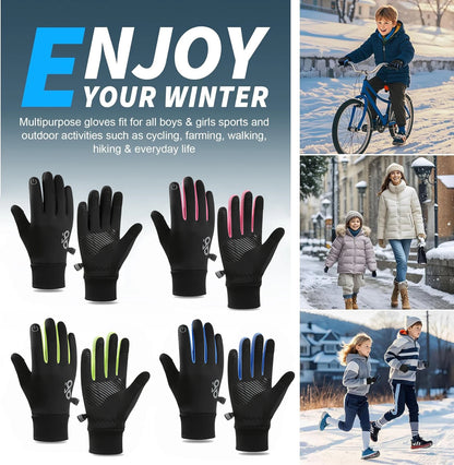 Kokossi Kids Winter Touchscreen Gloves - Soft, Warm, Anti-Slip Fleece for Active Boys & Girls