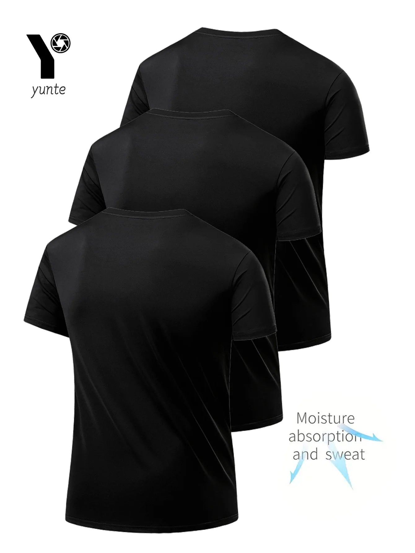 3  T-shirt col rond noir ultra-léger pour homme