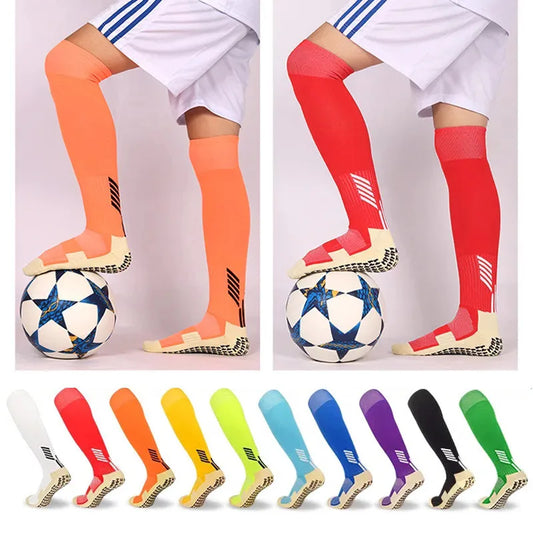 Chaussettes de football antidérapantes à tube long, chaussettes de football respirantes à fond éponge pour adultes, jeunes et enfants, chaussettes de sport 