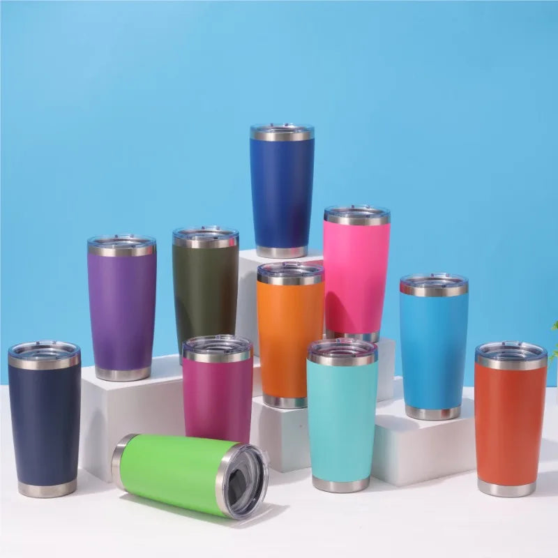 Tasse à café isotherme en acier inoxydable de 20 oz  avec couvercle, isolée et étanche.
