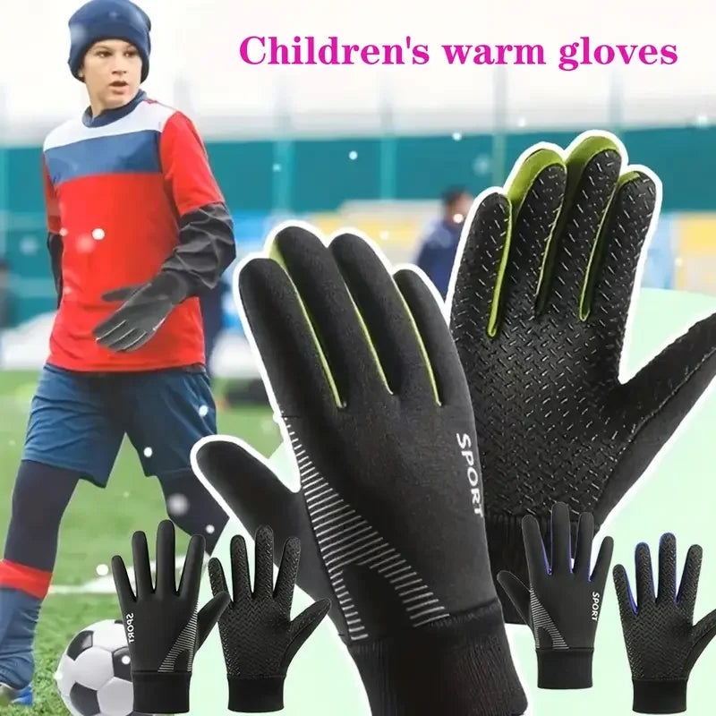 YANBIGUO Kids Winter Gloves - Thermal, Water-Resistant Full Finger Gloves for Boys and Girls Perfect for Running, Cycling, and Football in Cold Weather