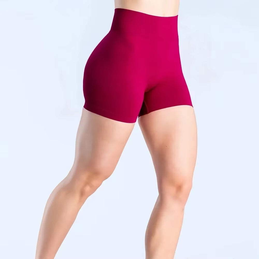 Dynamic Shorts with Logo 4.5' Seamless Scrunch Bum Yoga Short Ribbed High Waist Band Gym Short High Stretch Workout Biker Shorts