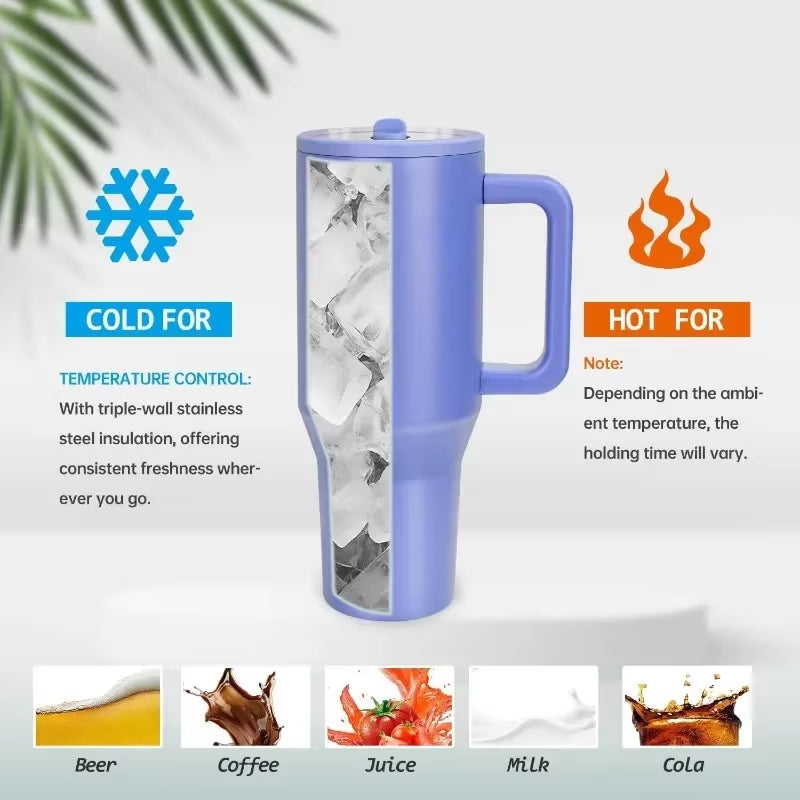 Portable 40Oz Insulated Mug with Lid and Straw Stainless Steel Vacuum Tumbler Leak Resistant Water Bottle Reusable Insulated Cup