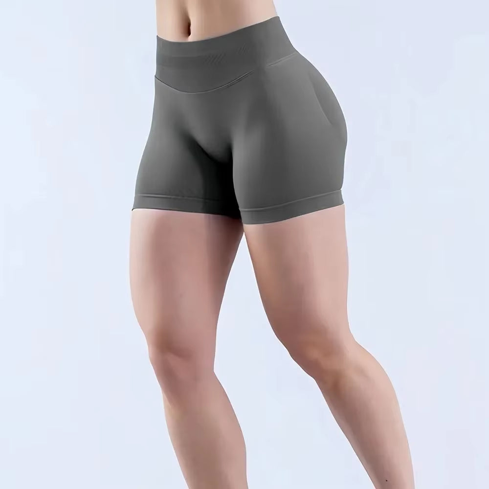 Dynamic Shorts with Logo 4.5' Seamless Scrunch Bum Yoga Short Ribbed High Waist Band Gym Short High Stretch Workout Biker Shorts